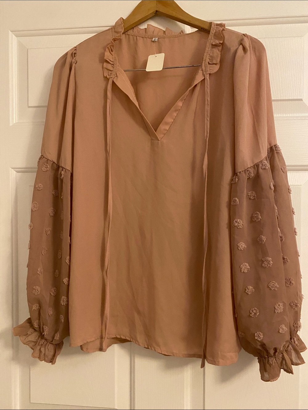 Womens Dusty Rose Long Sleeve Peasant Blouse